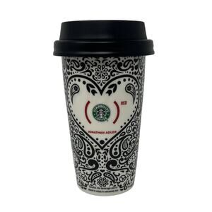 Starbucks Jonathan Adler Product Red 12 oz Tumbler Travel Coffee Mug Cup Heart